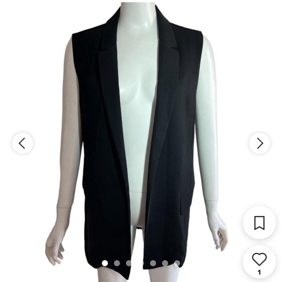 ✨ Aster Sleeveless Black Blazer with Pleated Chiffon Open Back ✨ Size S - Picture 3 of 9